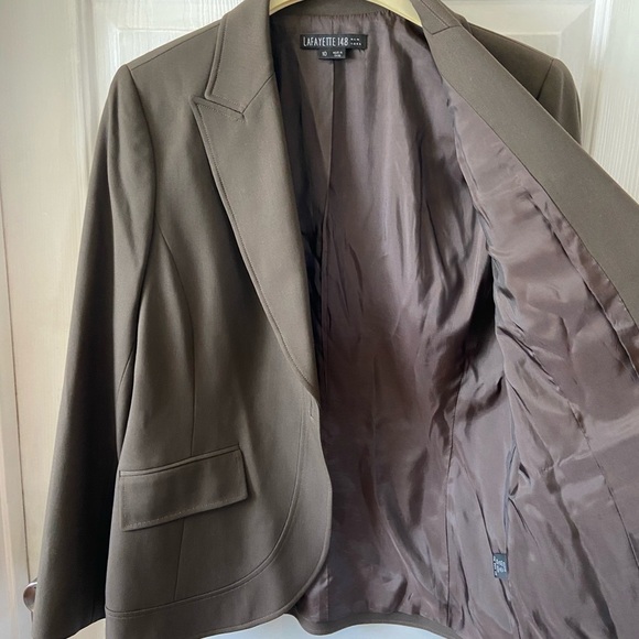 Lafayette 148 New York Brown Wool Blazer Sz 10 - Picture 5 of 7